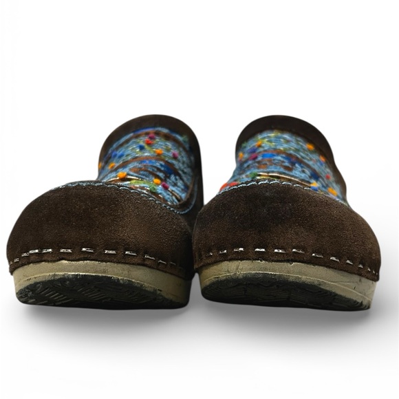 Dansko Brown Suede Mystique Aztec Embroidered Chunky Clog Slides EU 37 US 6.5/7 - Picture 6 of 13
